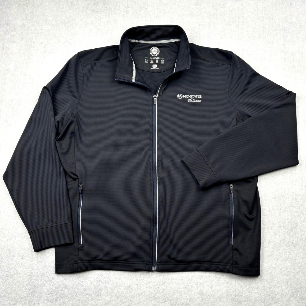 Flag Anthem Mens XL MadeFlex Black Full Zip Ribbed Performance Jacket COREKT3659